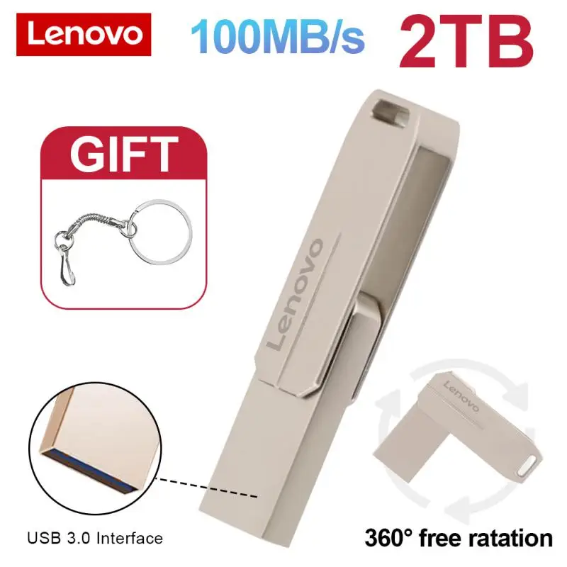 Lenovo 2 TB USB Флаш памети-Метална Писалка-диск 128 GB Високоскоростен USB Флаш-диск 1 TB 512 GB 256 GB Преносима USB Памет Водоустойчив