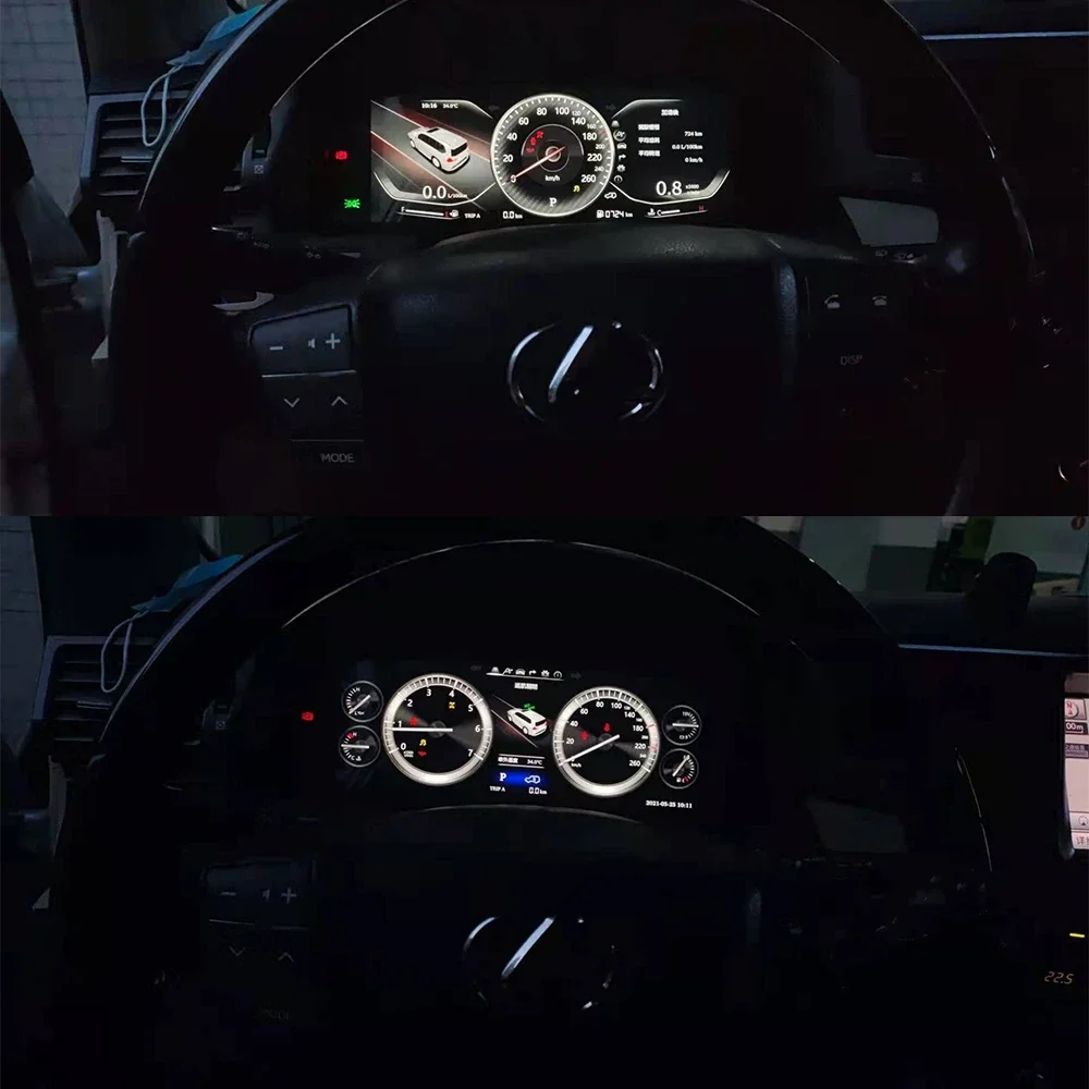 Автомобилен LCD цифров блок за Lexus LX570 2007-2015, измерване на скоростта на виртуалната кабина, главното устройство, аксесоари за дисплея на арматурното табло на автомобила