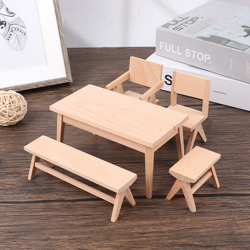 Куклена къща в миниатюра 1:12, Европейският маса, стол, пейка, модел столове, Мебели и аксесоари за декор за Акредитация на домове, Детски играчки