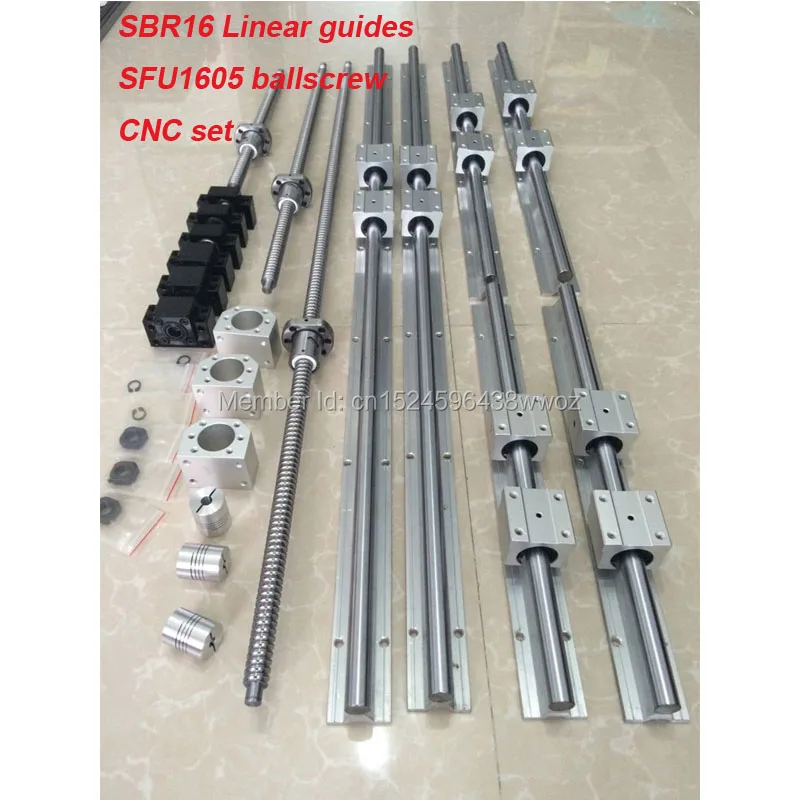 Линейна употреба SBR16 6 комплекта SBR16 - 300/1300/1500 мм + свд SFU1605 - 350/1350/1550 мм + BK/BK12 + Корпус гайки за детайли с CNC