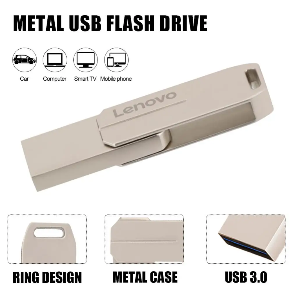 Lenovo 2 TB USB Флаш памети-Метална Писалка-диск 128 GB Високоскоростен USB Флаш-диск 1 TB 512 GB 256 GB Преносима USB Памет Водоустойчив