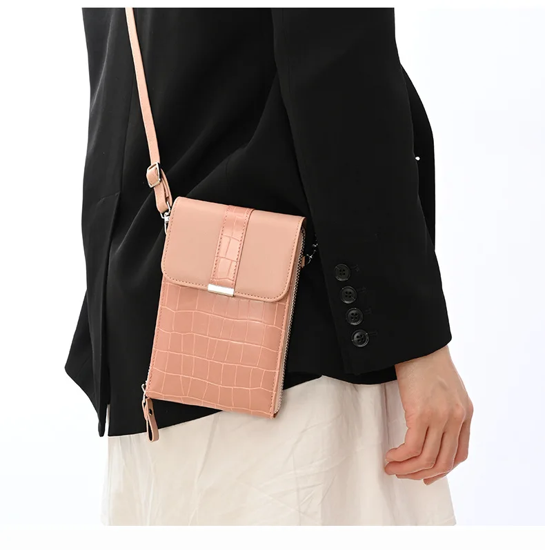 Дамски чанта през рамо с каменен модел, дамска чанта за през рамото от изкуствена кожа, дамски портфейл, Нов