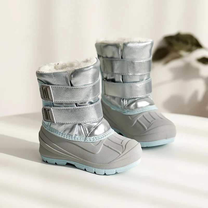 Зимни Зимни обувки с единорогом за момичета, детски плюшени Зимни обувки от водоустойчива материя на неподвижни гумена подметка, Модни топли улични обувки