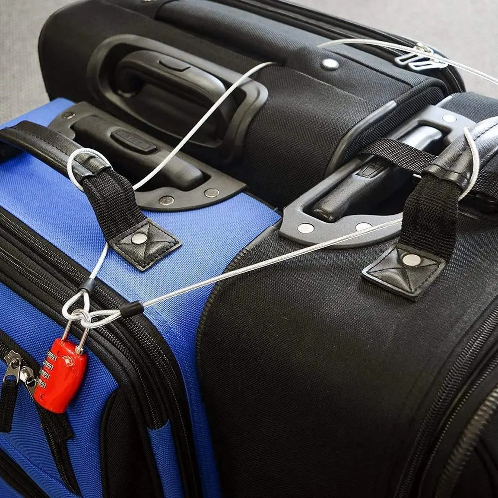 Заключване за въжето за сигурност за пътуване с дължина 100 см / 3,3 фута, заключване за багаж от плетеного стомана колан с покритие, стоманено въже за сигурност