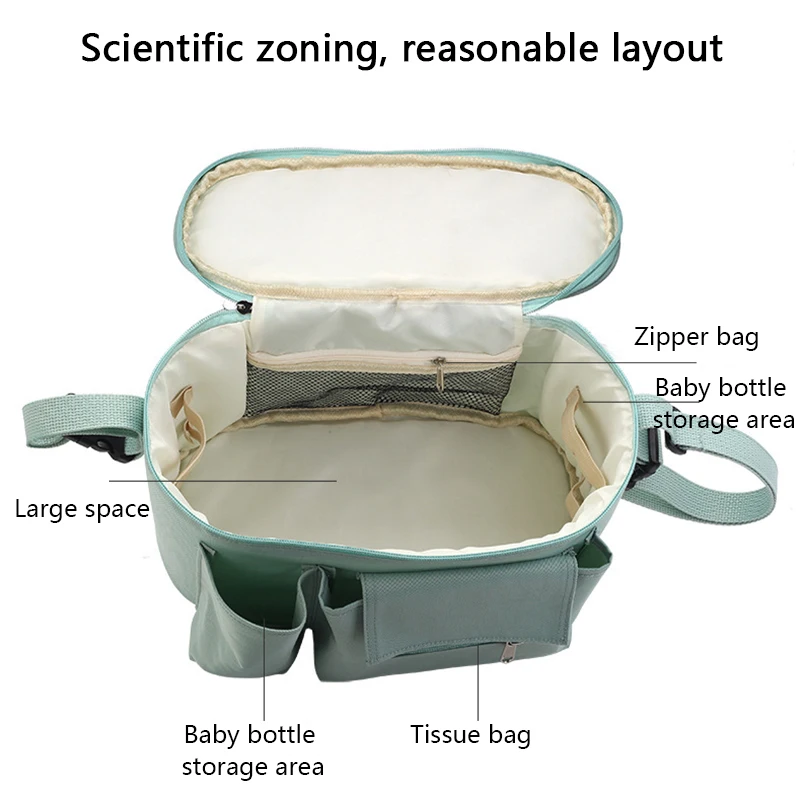 Универсална чанта-органайзер за детска количка Многофункционална водоустойчива чанта за памперси Количка за детска количка Чанта за съхранение на открито