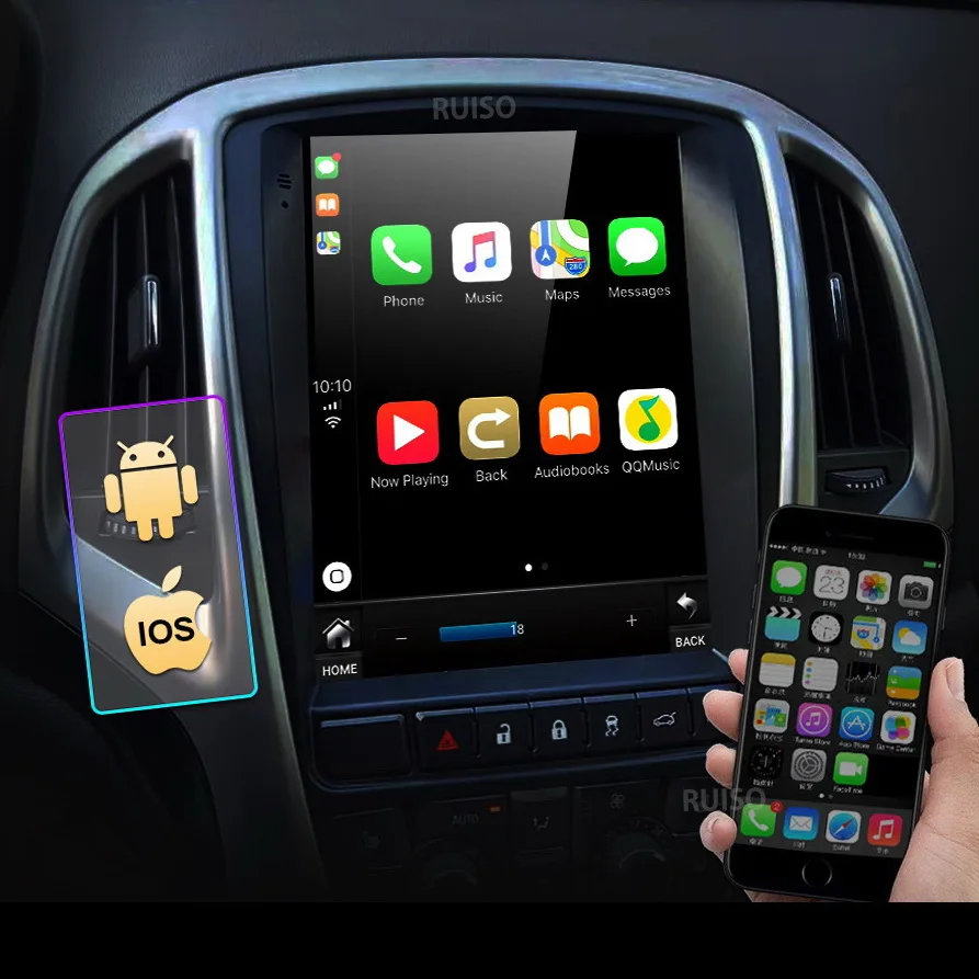Авто плейър RUISO ЗА серията Tesla за Chevrolet Sail 3 2015-2018, авто радио, стерео уредба, мултимедиен монитор 4G GPS, carplay android auto