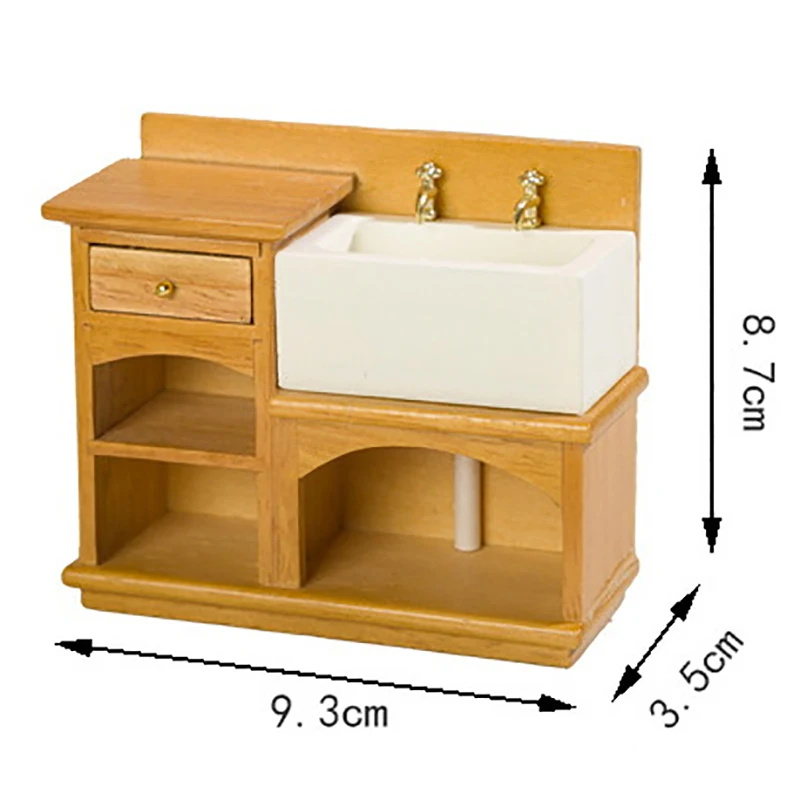 Миниатюрни аксесоари за куклата къща 1: 12, кухненски мебели, Единична / Двойна мивка, мини-модел на мебели за украса куклена къща