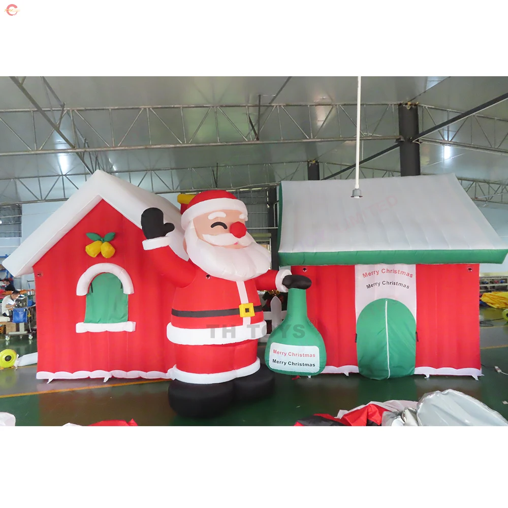 Бърза доставка 7x3 м 8x3 м Надуваем Коледна Къщичка на Дядо Пещера с подарочным пакет за продажба