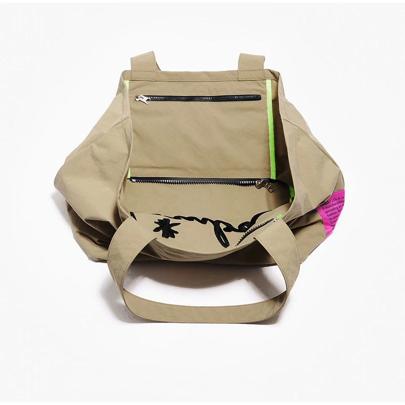Луксозни дизайнерски чанти с бродирани букви, дамски ежедневни чанти-тоут голям капацитет, найлонова чанта с цип, унисекс, чанта за пазаруване, 2024