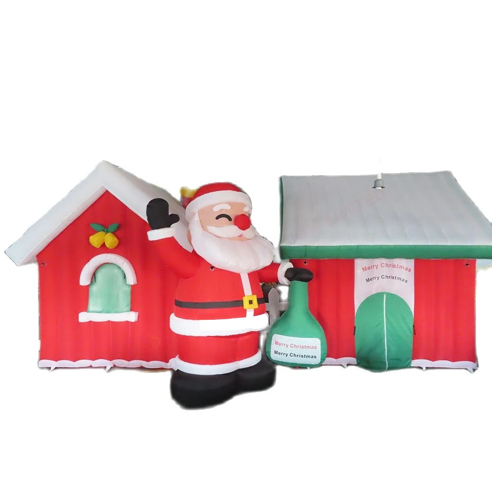 Бърза доставка 7x3 м 8x3 м Надуваем Коледна Къщичка на Дядо Пещера с подарочным пакет за продажба